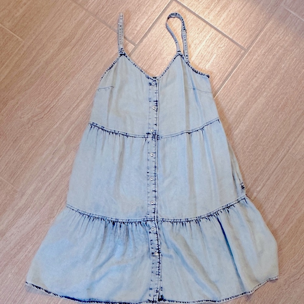 GAP Chambray Denim Blue Tiered Midi Dress